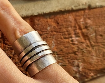 Silver BRUTALIST Wide Spinner Ring R52