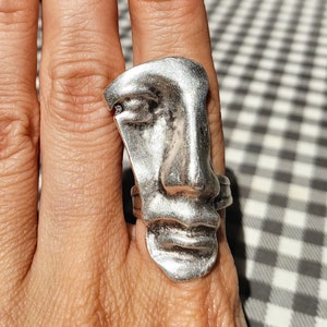 43 / Antique Greek FACE Silver / Gold plated Mask Ring