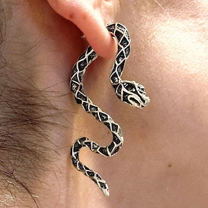 Pendientes góticos de serpiente por delante y por detrás, estilo grunge Y2K, estilo punk alternativo, regalo llamativo