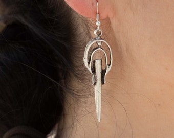 31- Silver Striking Statement, Tribal Brass Spike Earrings