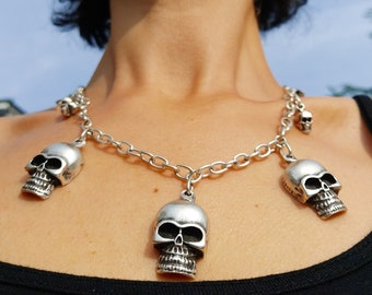 31- Silver SKULL Necklace, Hallowen Chain Necklace