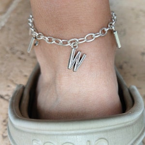 Tobillera / Pulsera de Cadena de Plata Inicial de la Familia