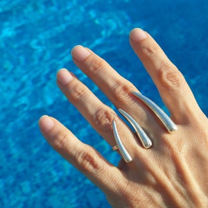 1 / Multi Finger Horn Adjustable Open Ring, Double finger Modernist Ring