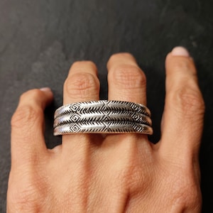 58 / Silver Bohemian Indian Double finger Ring, Mid, index Ethnic statement Ring