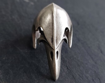 100 / Raven SKULL Silver Plated Men Ring, Bird Skeleton Ring