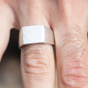R13 silver ring men signet minimalist modern geometric bold style jewelry gift accessory fashion