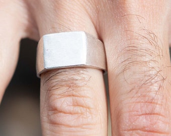R13 silver ring men signet minimalist modern geometric bold style jewelry gift accessory fashion
