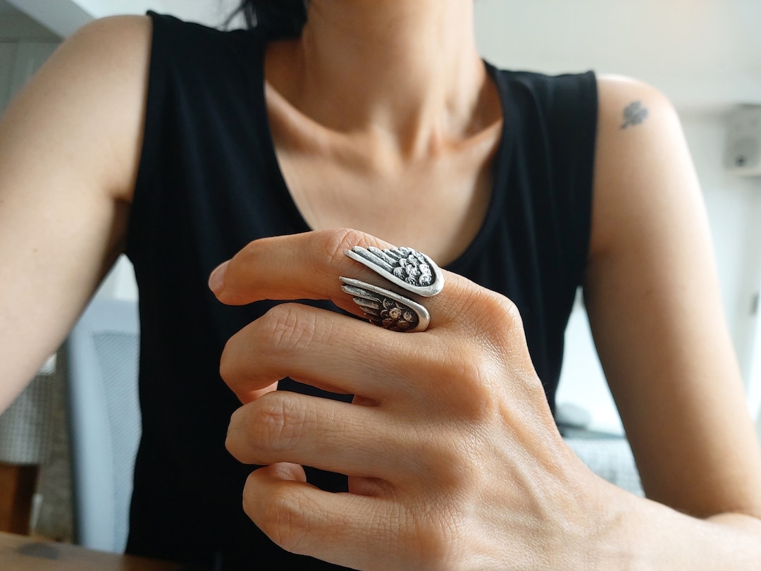 39-antique Silver Renaissance Angel Wings Ring, Festival Ring - Etsy