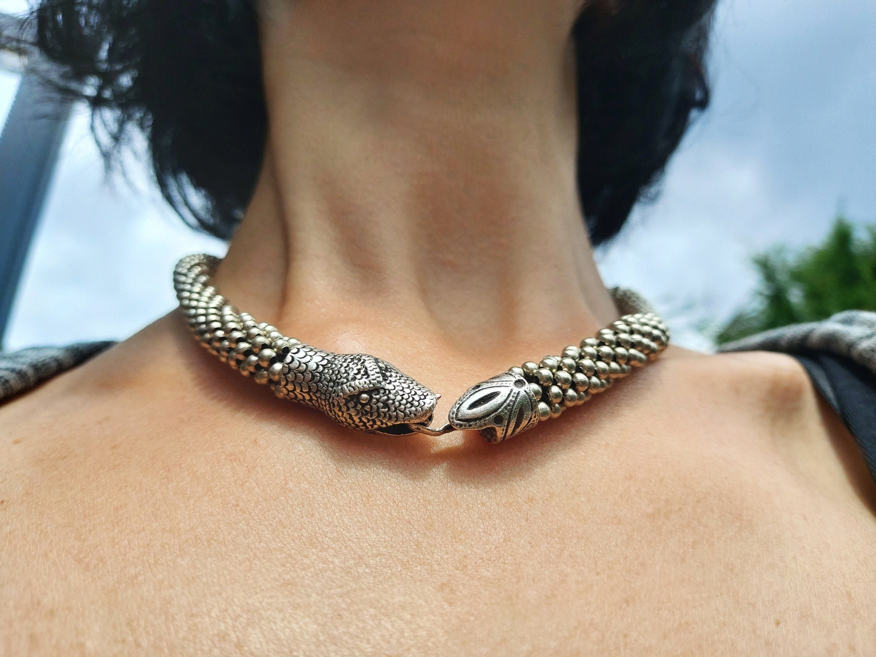 Silver SNAKE / OUROBOROS Choker Necklace