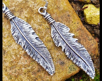 18- Native American  Eagle Feather Charm Silver Earrings, Mothers Day Gift