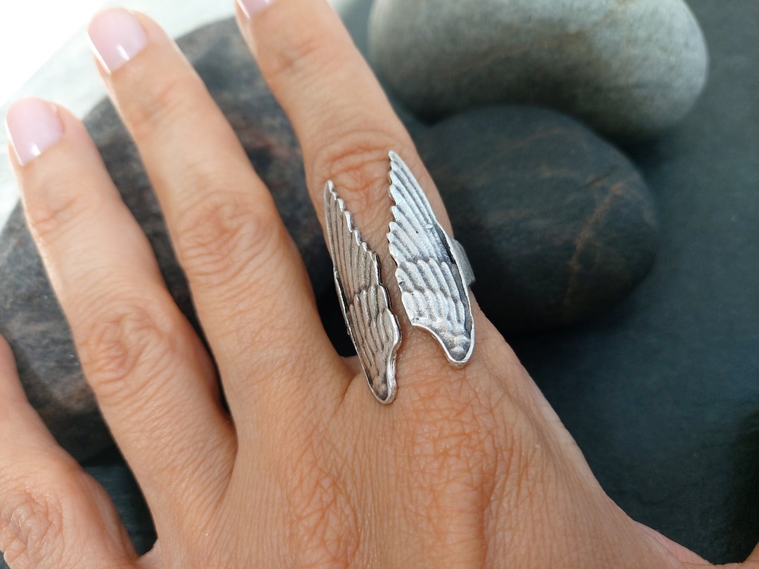 50 Silver Renaissance Angel Wings Ring Festival Ring Etsy Ireland