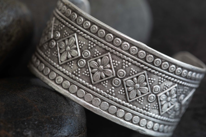 6-Indian Engraved WIDE Silver Statement Ring Cuff-Bracelet, ethnic boho cuff bangle-ring image 8