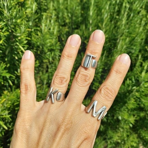79 / Antique Silver INITIAL easily adjustable ring for knuckle or midi finger image 5