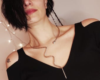 N10 SNAKE necklace silver gold OUROBOROS minimalist serpent jewelry y2k edgy gothic adjustable statement
