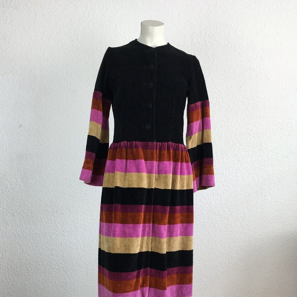 Vintage Strandkleid/Beachkleid (M) Mundia Couture / Saint Tropez schwarz pink rot gelb