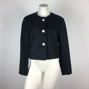 Vintage traditional jacket (L/38) Gaby 100% linen black