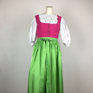 Dirndl (XS) midi pink green optional with two matching green aprons