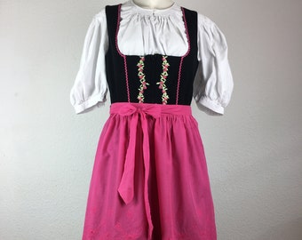 Dirndl vintage (M 38) mini black pink with pink apron