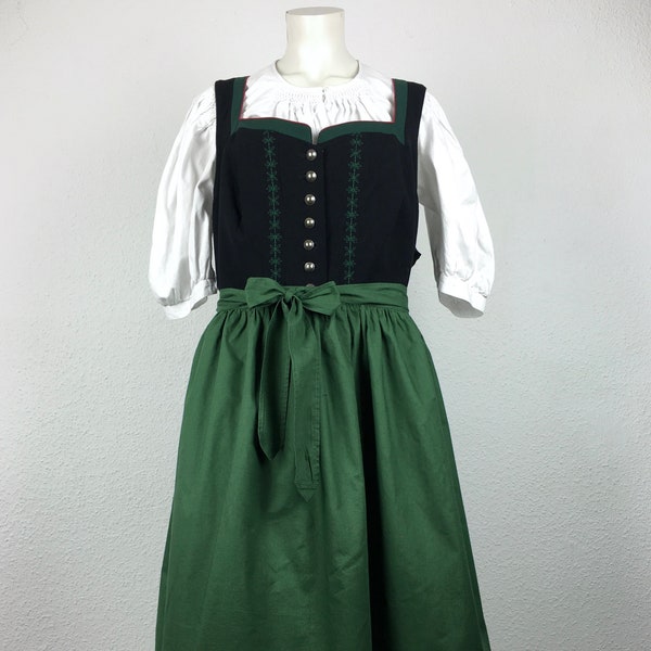 Dirndl dress vintage (XL/XXL) midi green black red with green apron