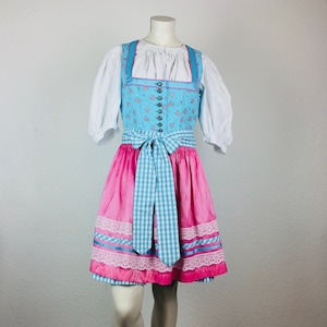 Dirndl (S/36) mini blue pink floral pattern optional with matching apron