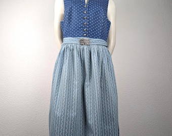 Dirndl (L 44) midi blue patterned optionally with matching apron including dirndl clasp