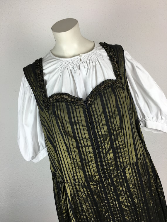 Vintage dirndl (XXL) handmade ochre-olive-green b… - image 2