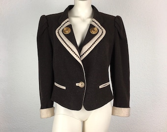 Vintage traditional jacket (M/L/38) Alpine dream brown beige virgin wool & cashmere