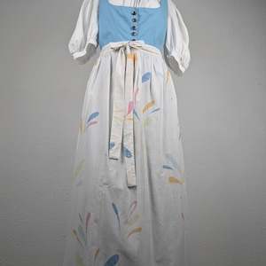 Dirndl (M) long light blue white optional with white patterned apron