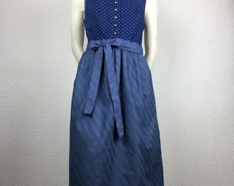 Vintage Dirndl (L 42/44) blue patterned Hasegg optionally with matching apron