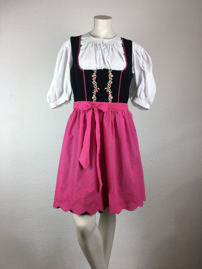 Dirndl vintage M 38 mini black pink with pink apron image 1