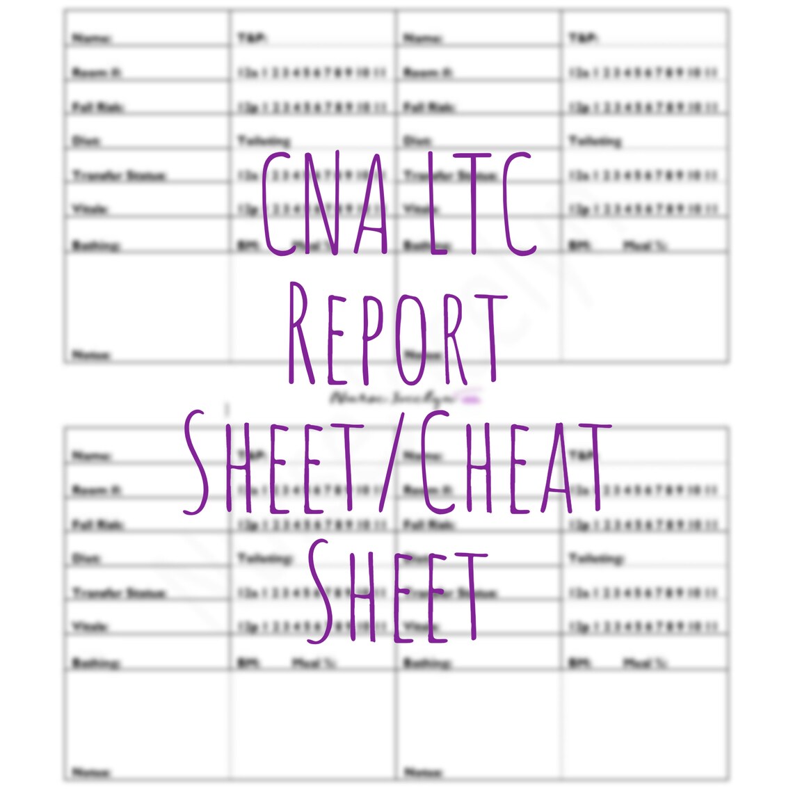 CNA LTC Cheat Sheet Brain Sheet Report Sheet Certified Nurse Etsy