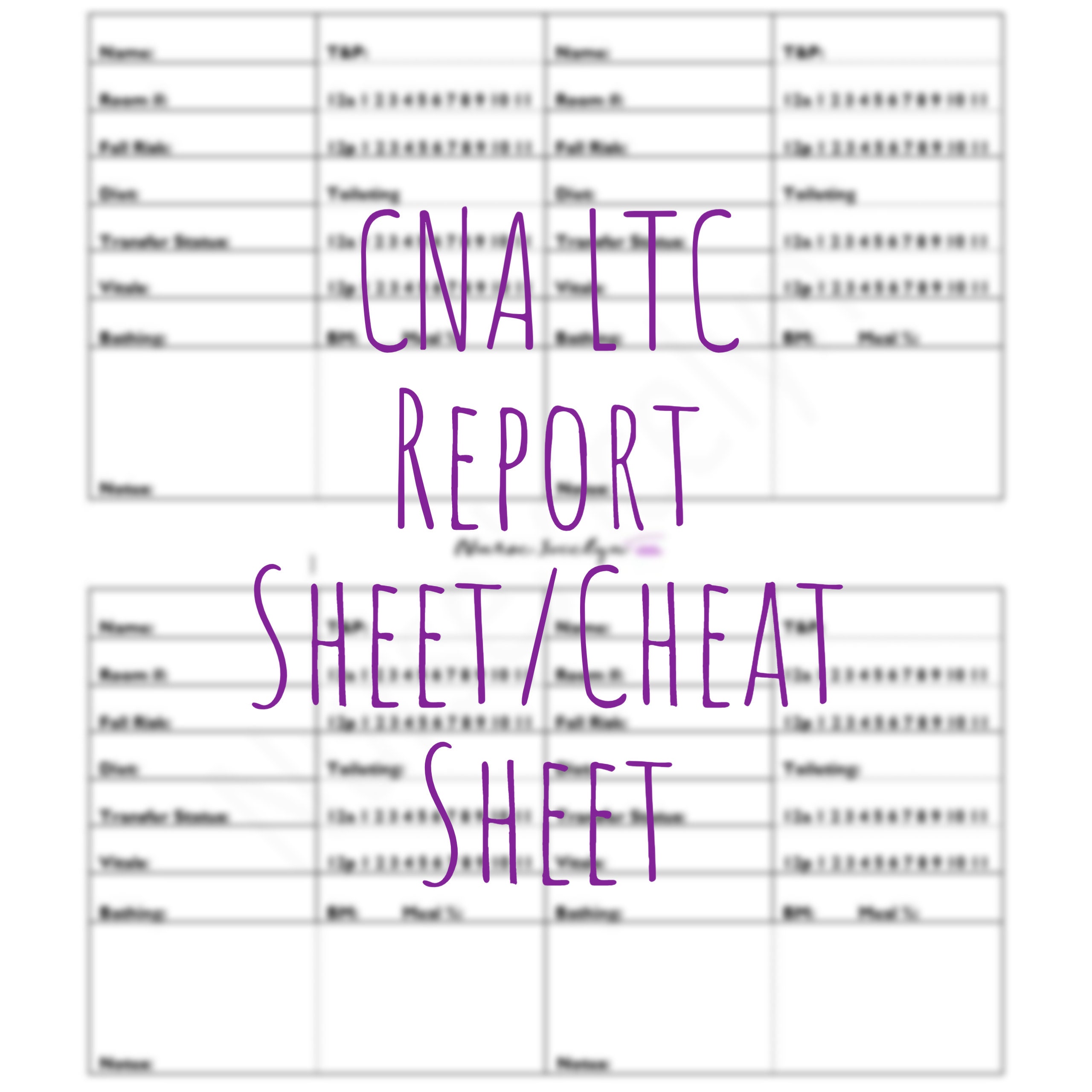 CNA LTC Cheat Sheet Brain Sheet Report Sheet Certified Nurse  Etsy Inside Nursing Assistant Report Sheet Templates
