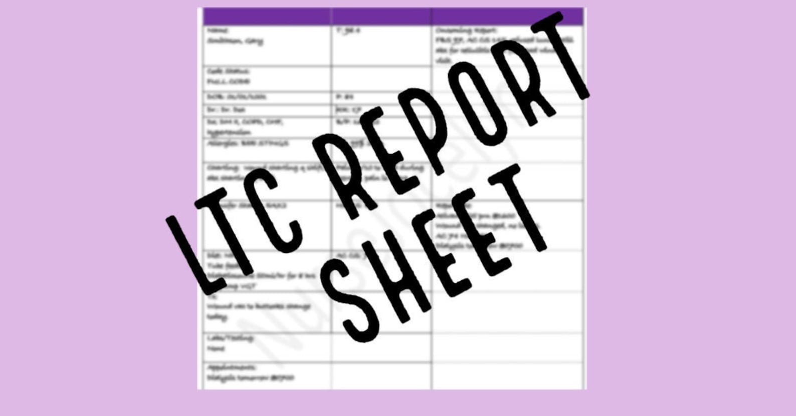 Nursing Cheat Sheet Long Term Care ltc Report Sheet PDF LPN RN Etsy