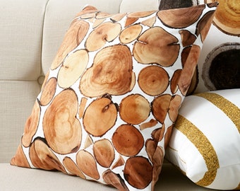 Rustic Tree Rings Velvet Pillow Cover – Double-Sided Print