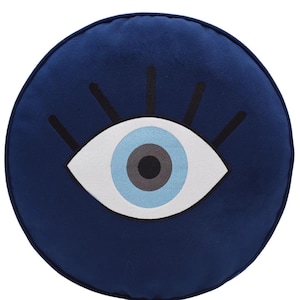 Luxury Evil Eye Throw Pillow Will Banish All Bad Vibes From Your Home! Round Pillow. Eye Pillow. Luxury Pillow.