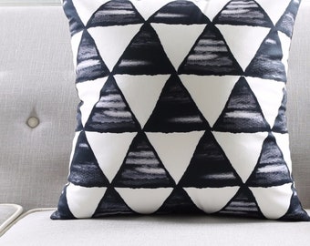 Black and White Watercolor Velvet Throw Pillow Cover – Abstract Shibori Designs