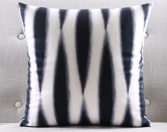 Black and White Watercolor Velvet Throw Pillow Cover – Abstract Shibori Designs