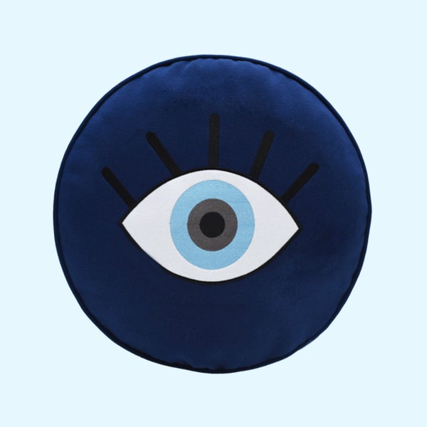 Luxury Evil Eye Throw Pillow Will Banish All Bad Vibes From Your Home! Round Pillow. Eye Pillow. Luxury Pillow.