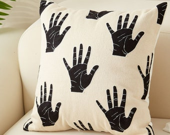 Black Hands Throw Pillow Cover, Funky Home Art