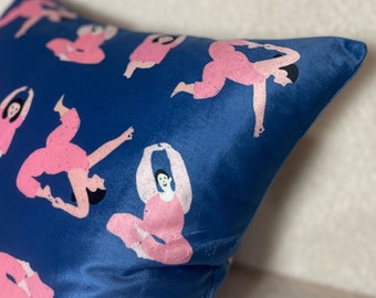 Double-Sided Yoga Girls Velvet Pillow Cover - Cute Yoginis Doing Poses On Soft Velvet - Yoga Pillow - Yoga Poses - Gifts For Yoga Lovers