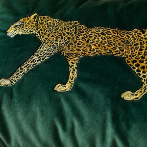 Chic Leopard On The Prowl Embroidery On Velvet Pillow Cover Cheetah Pillow, Panther Pillow, Leopard Pillow, Tiger Pillow, Lumbar Pillow image 6