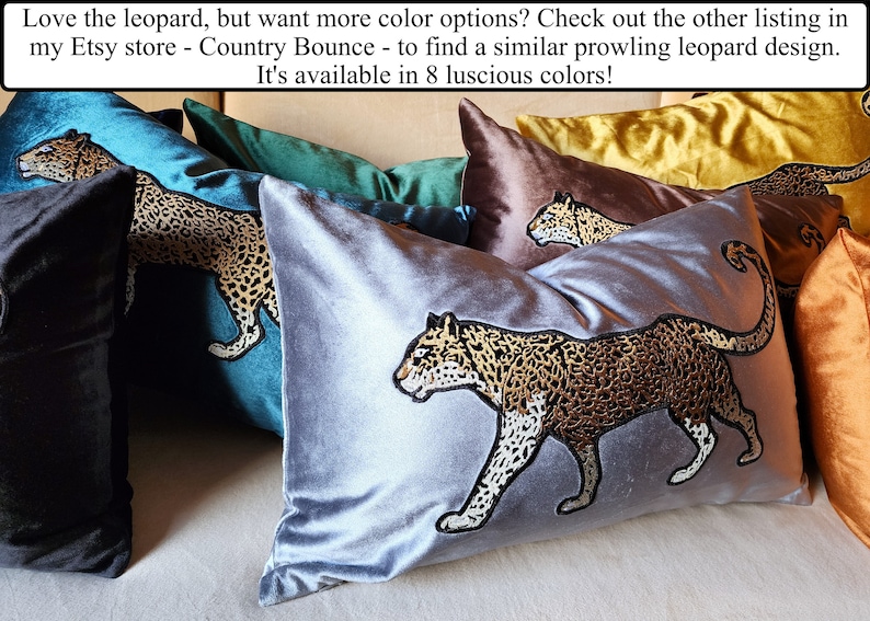 Chic Leopard On The Prowl Embroidery On Velvet Pillow Cover Cheetah Pillow, Panther Pillow, Leopard Pillow, Tiger Pillow, Lumbar Pillow image 8