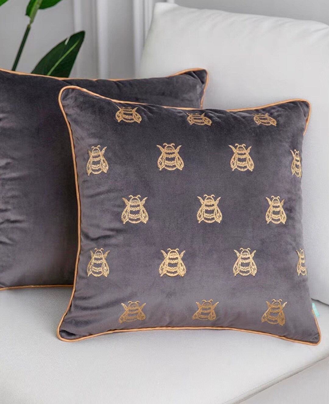 Honey Bees on Luscious Velvet Buttery Soft Throw Pillow Cover