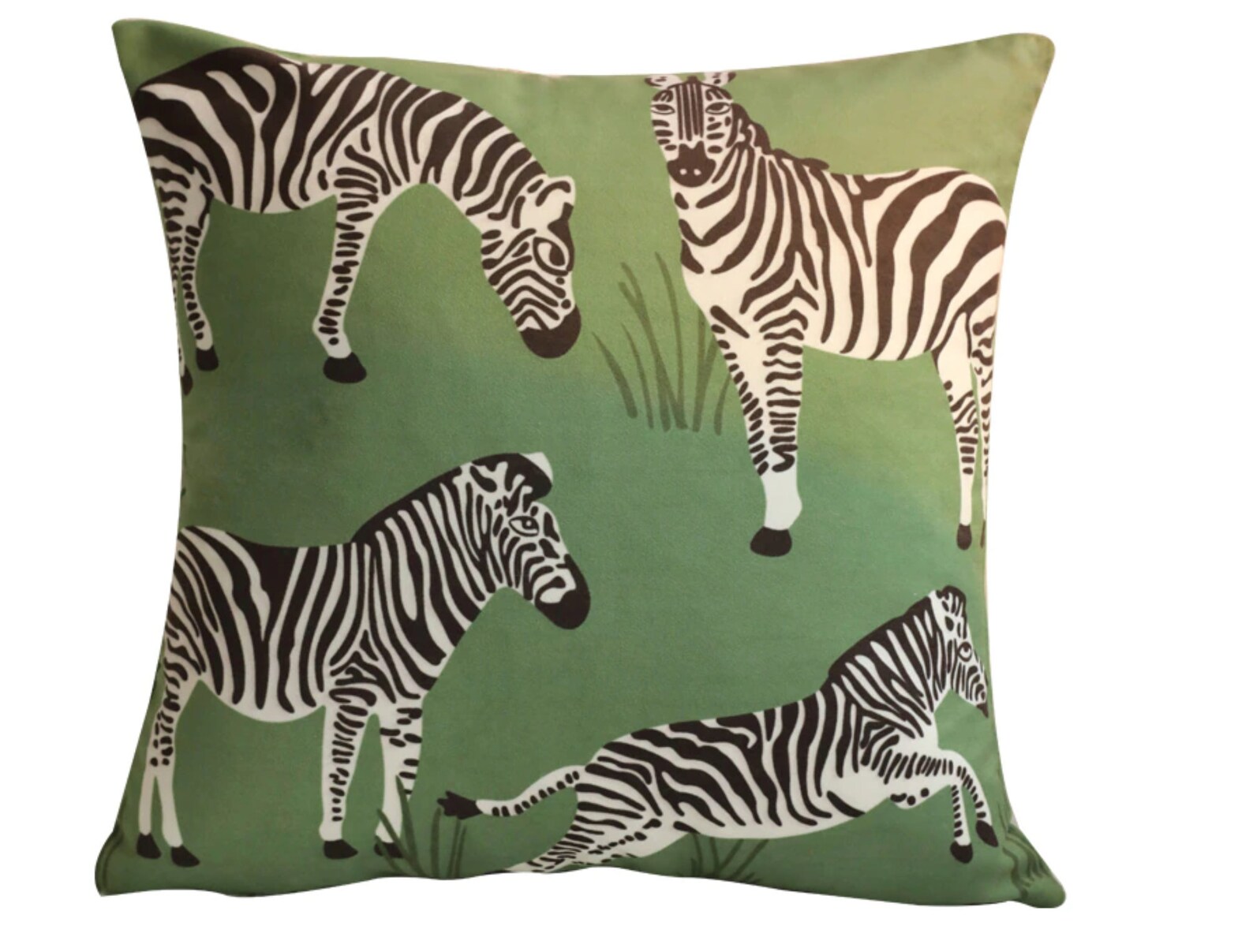 Cheeky Zebras On Green Velvet Fun Throw Pillow Whimsical Etsy