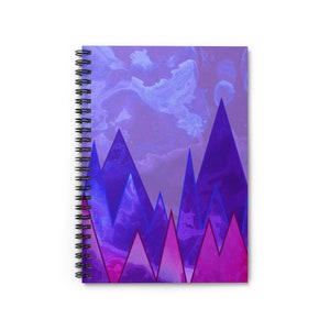 Purple Abstract Mountains | Geometric Boho Journal | Spiral Notebook | Hiking Journal | tie dye notebook cover | manifestation journal