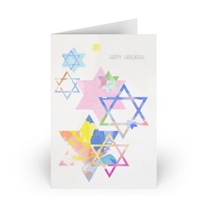 Cartes de vœux de Hanoukka | | de la carte Boho Hanoukka | colorées de Hanoukka Aquarelle Étoile juive