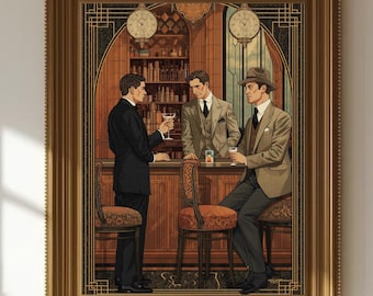 Art Deco Speakeasy Bar Print | Vintage Cocktail Lounge Art | UNFRAMED