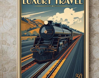 Art Deco Railway Train Print | Vintage Travel Poster | UNFRAMED