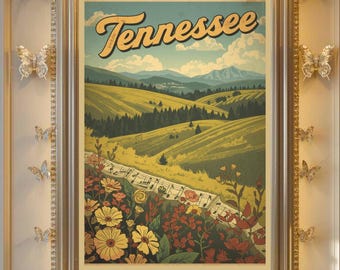 Tennessee Wall Art | Retro Tennessee Poster | Vintage Travel Print | Tennessee Decor | Retro America | | UNFRAMED