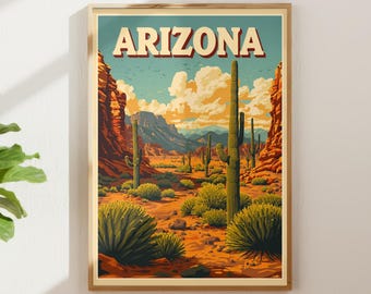 Arizona Wall Art | Retro Arizona Poster | Vintage Travel Print | Arizona Decor | Retro America | Arizona State | Digital Print
